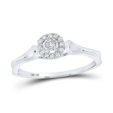 10kt White Gold Womens Round Diamond Solitaire Promise Ring 1/10 Cttw